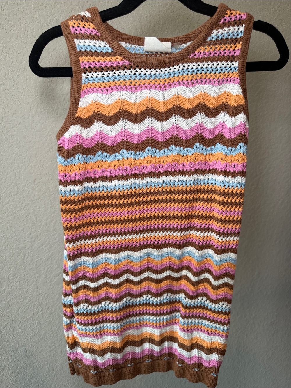 Sleeveless Knit Striped Tank Top in Brown, Pink & White - Cotton on Kids Size 5